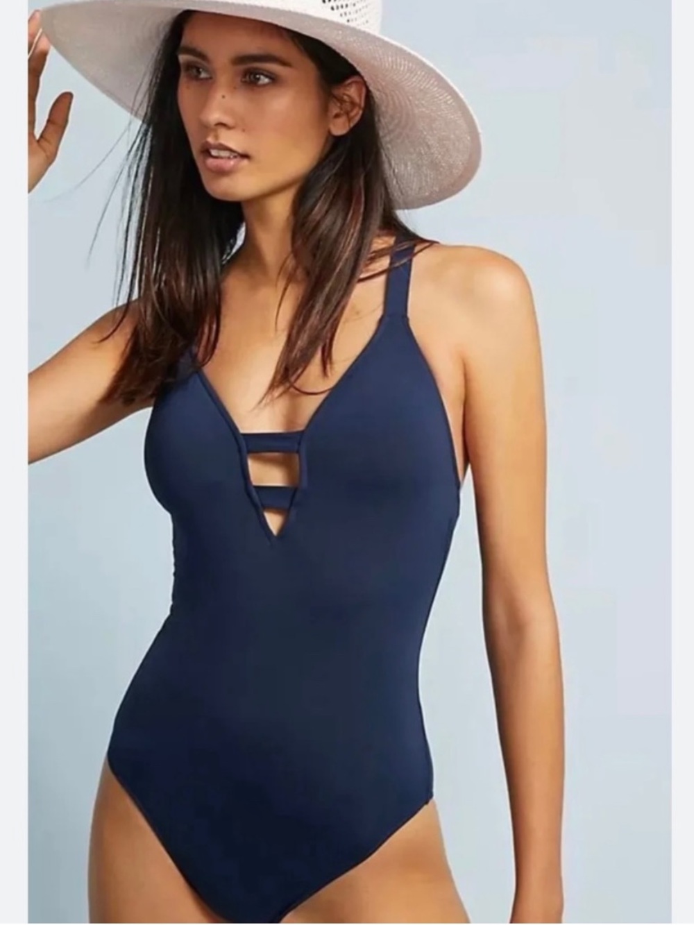 SEAFOLLY Navy Blue Deep V Strappy V-Neck One-Piece Swimsuit